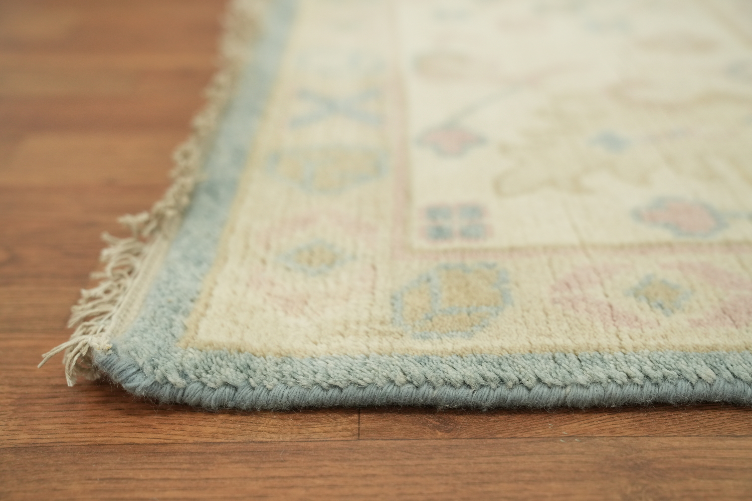 9'x12' Traditional Muted Tone Blue Oushak Hand-Knotted Living Room Rug