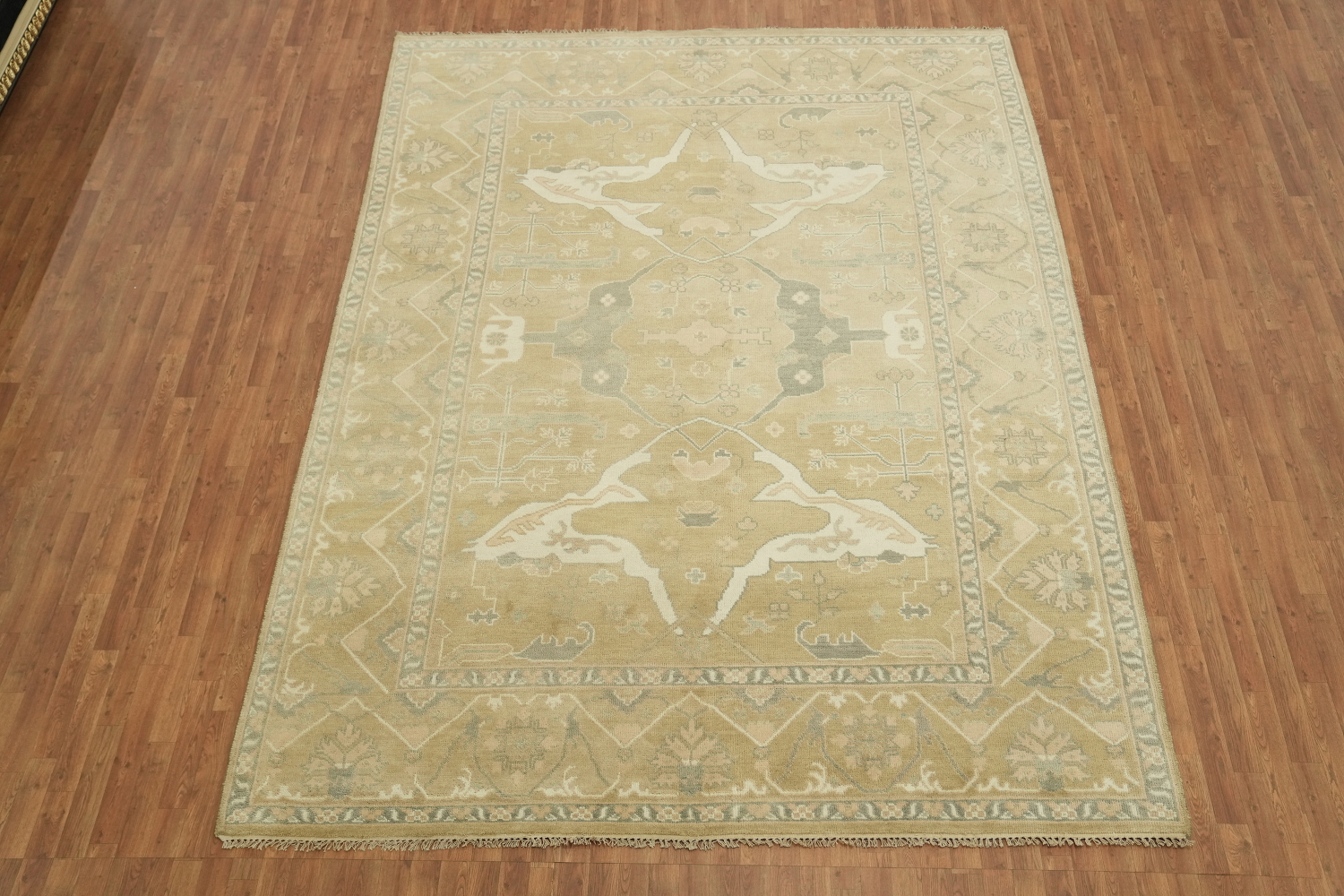 9'x12' Traditional Golden Yellow Oushak Hand-Knotted Living Room Rug