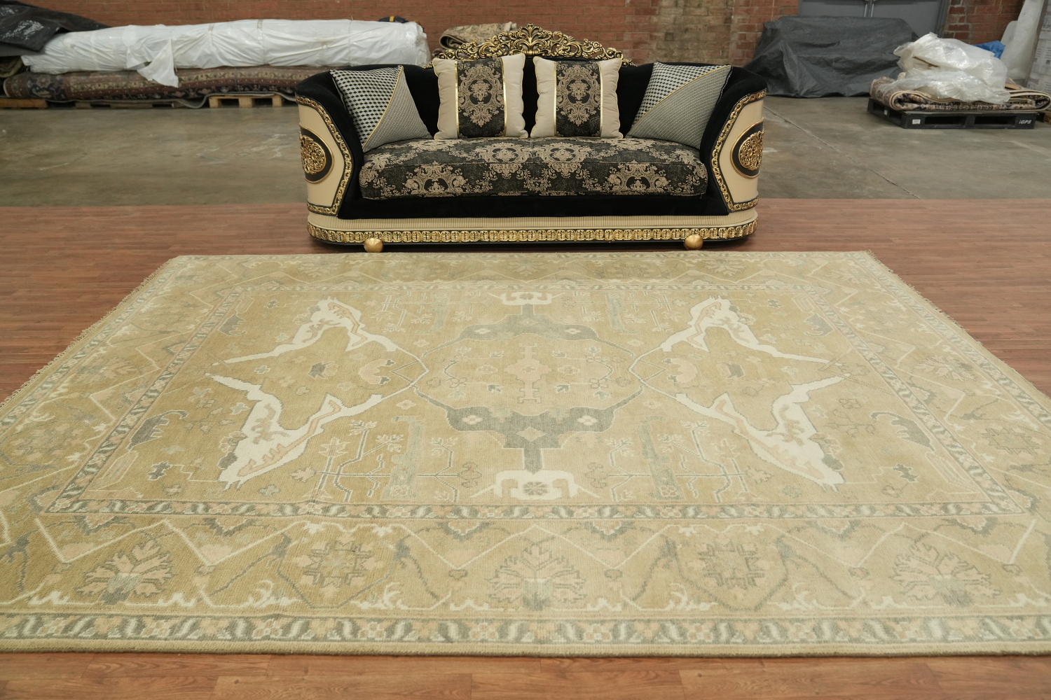 9'x12' Traditional Golden Yellow Oushak Hand-Knotted Living Room Rug