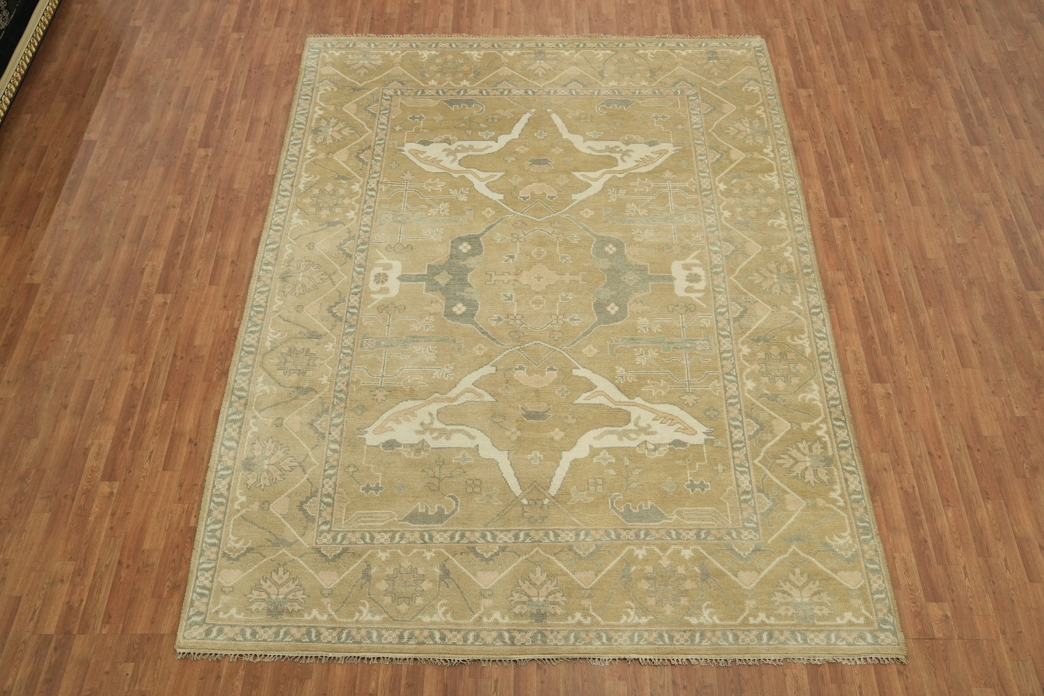 9'x12' Traditional Golden Yellow Oushak Hand-Knotted Living Room Rug