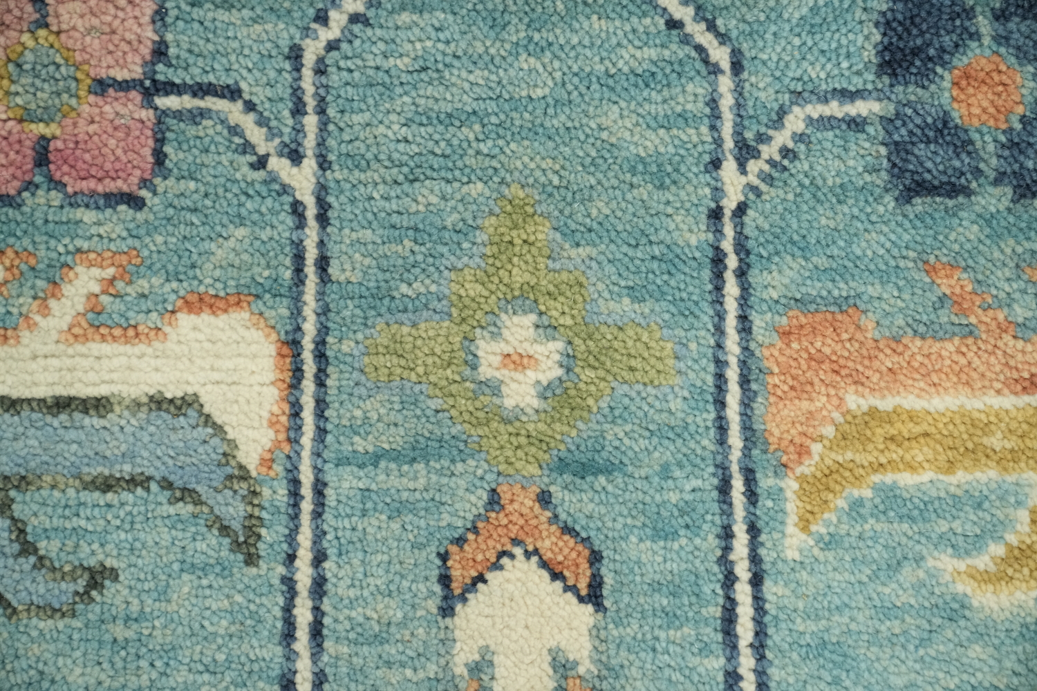 Charming Oushak Hand-Knotted Rug in Pastel Blue 9'x12'