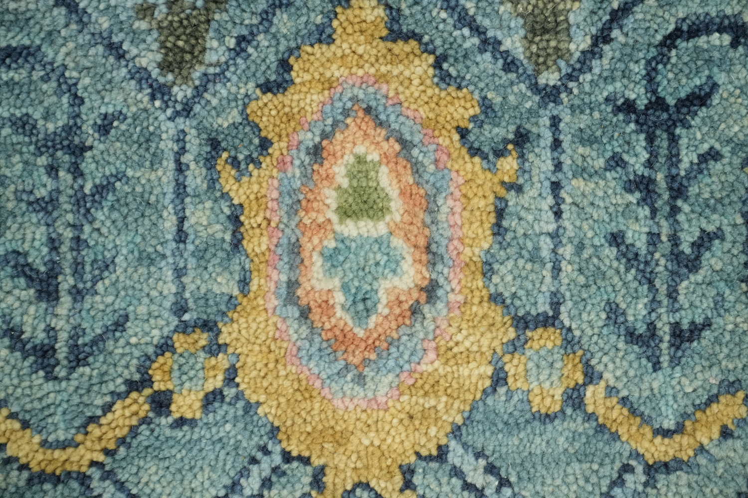 Charming Oushak Hand-Knotted Rug in Pastel Blue 9'x12'