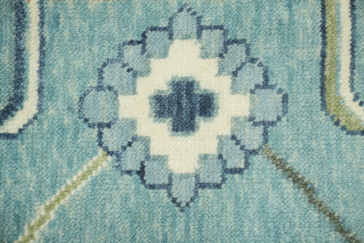 Charming Oushak Hand-Knotted Rug in Pastel Blue 9'x12'