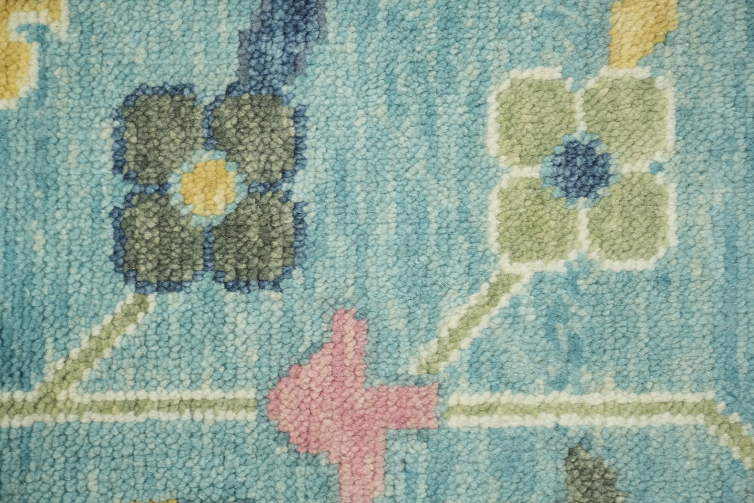 Charming Oushak Hand-Knotted Rug in Pastel Blue 9'x12'