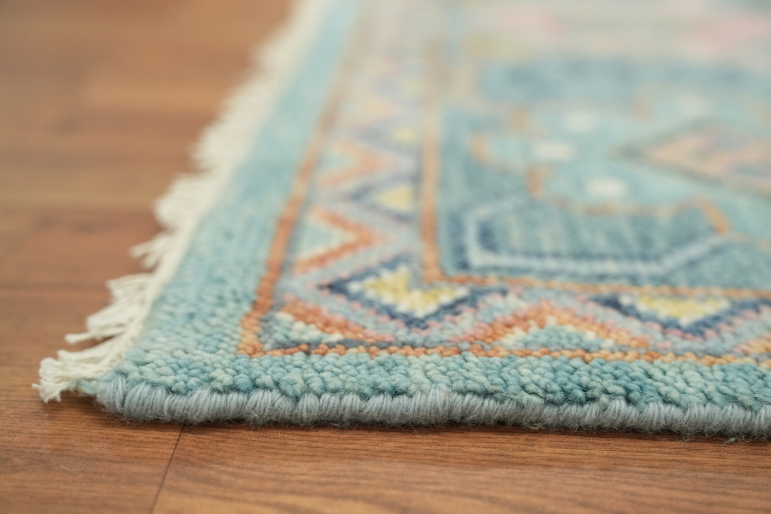 Charming Oushak Hand-Knotted Rug in Pastel Blue 9'x12'