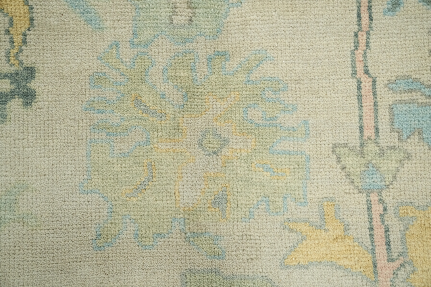 Pastel Pale Sage Green Floral Patterned Wool Rug 8x10