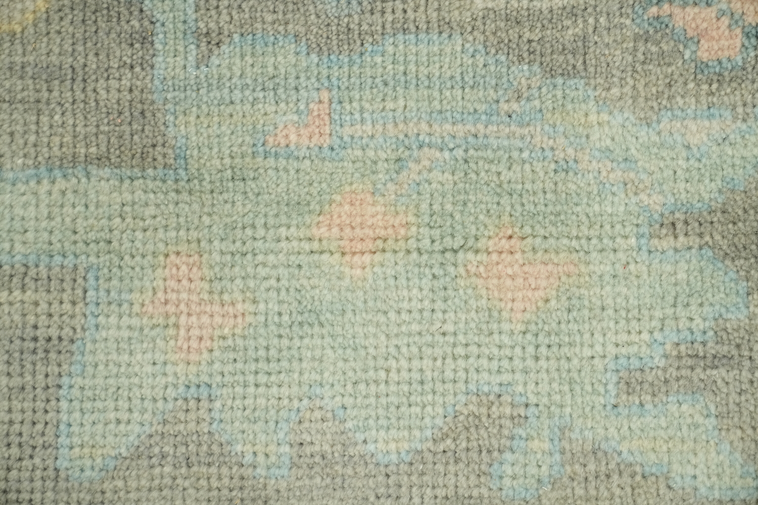 Pastel Pale Sage Green Floral Patterned Wool Rug 8x10