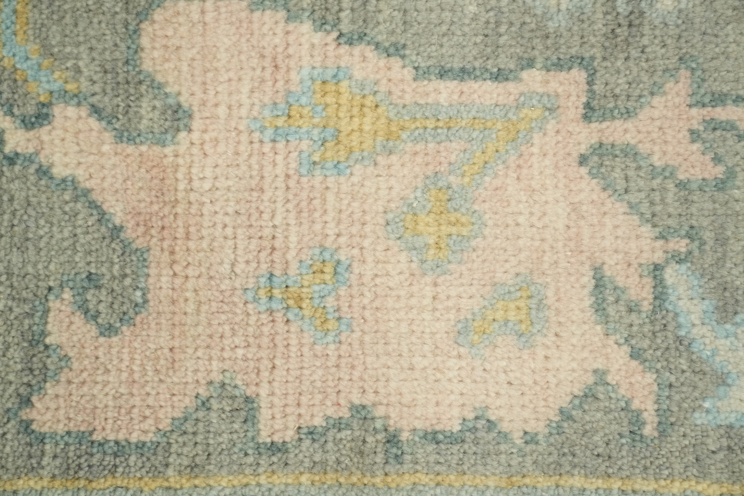 Pastel Pale Sage Green Floral Patterned Wool Rug 8x10
