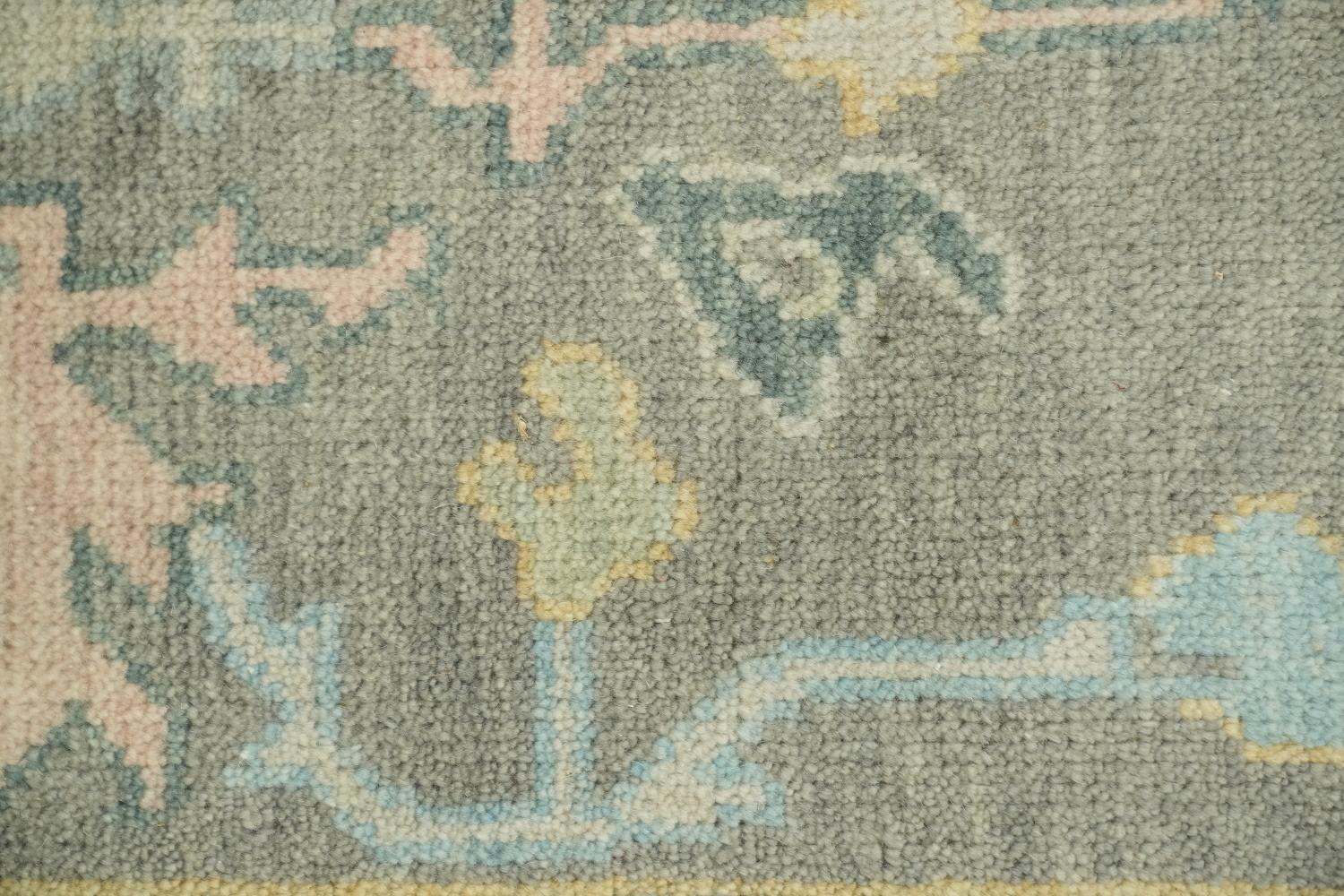 Pastel Pale Sage Green Floral Patterned Wool Rug 8x10