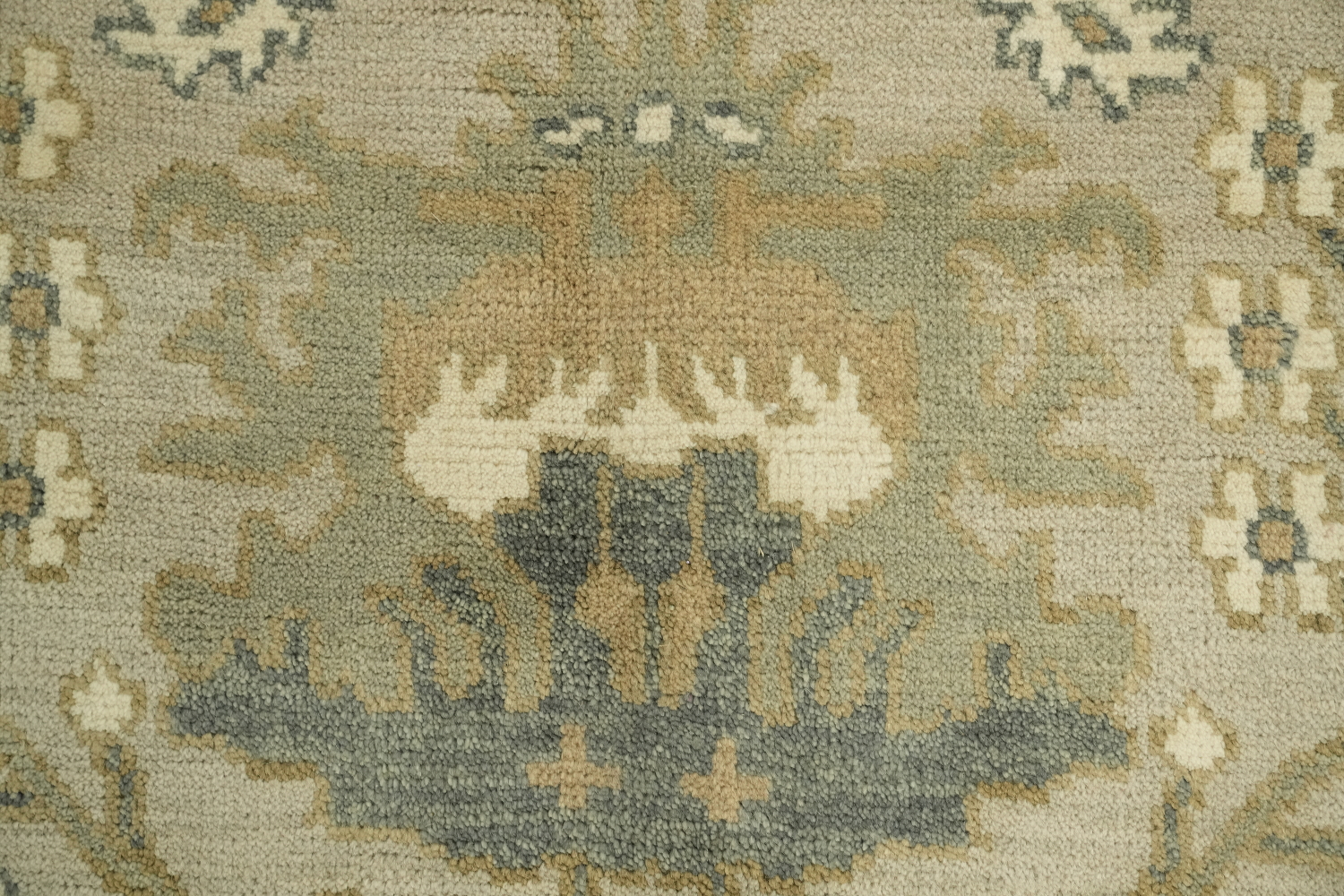 9'x12' Traditional Sage Green Oushak Hand-Knotted Living Room Rug