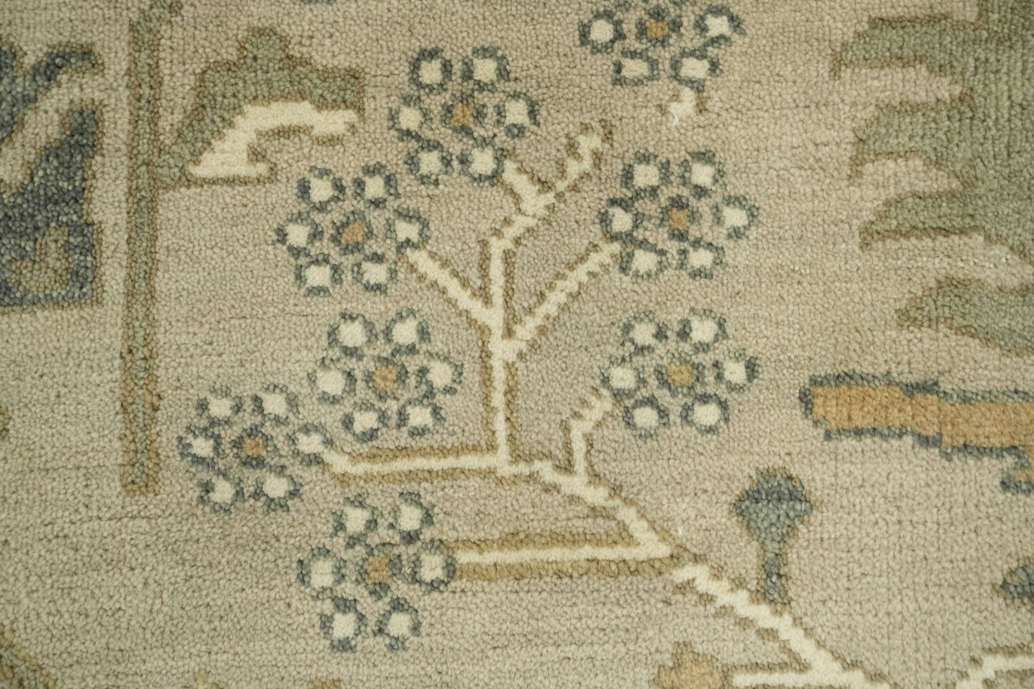 9'x12' Traditional Sage Green Oushak Hand-Knotted Living Room Rug