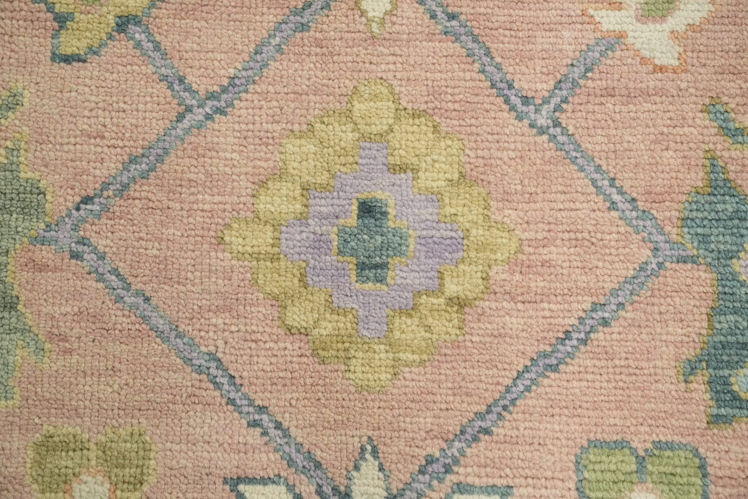 9'x12' Pastel-Toned Pink Oushak Traditional Hand-Knotted Wool Large Rug