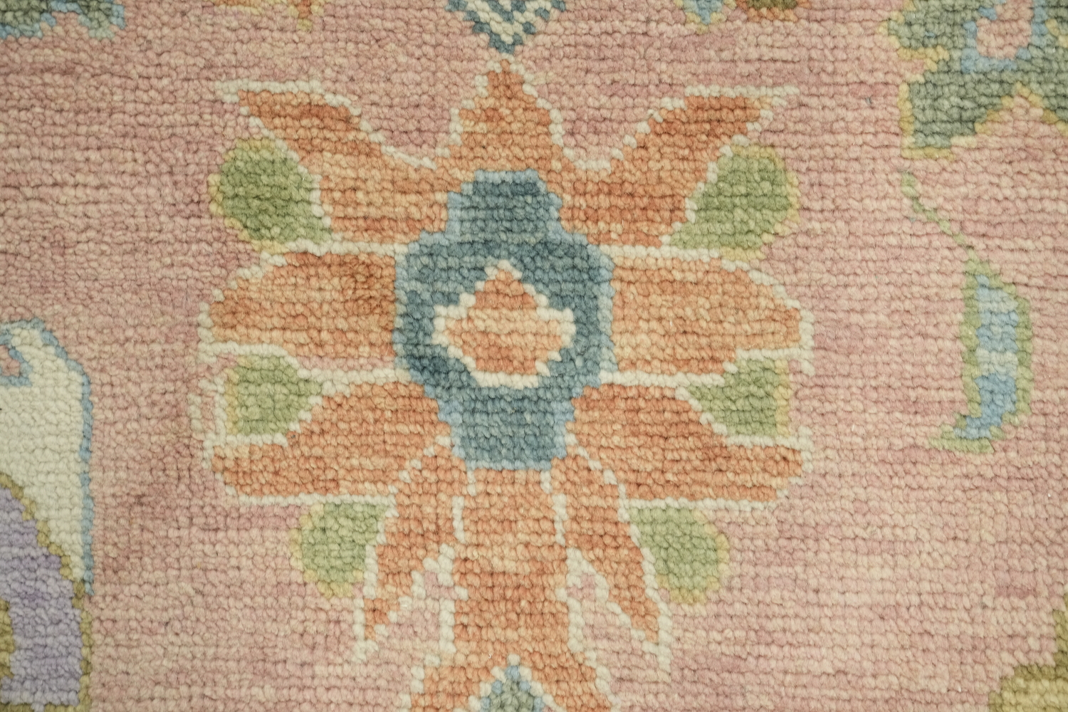 9'x12' Pastel-Toned Pink Oushak Traditional Hand-Knotted Wool Large Rug