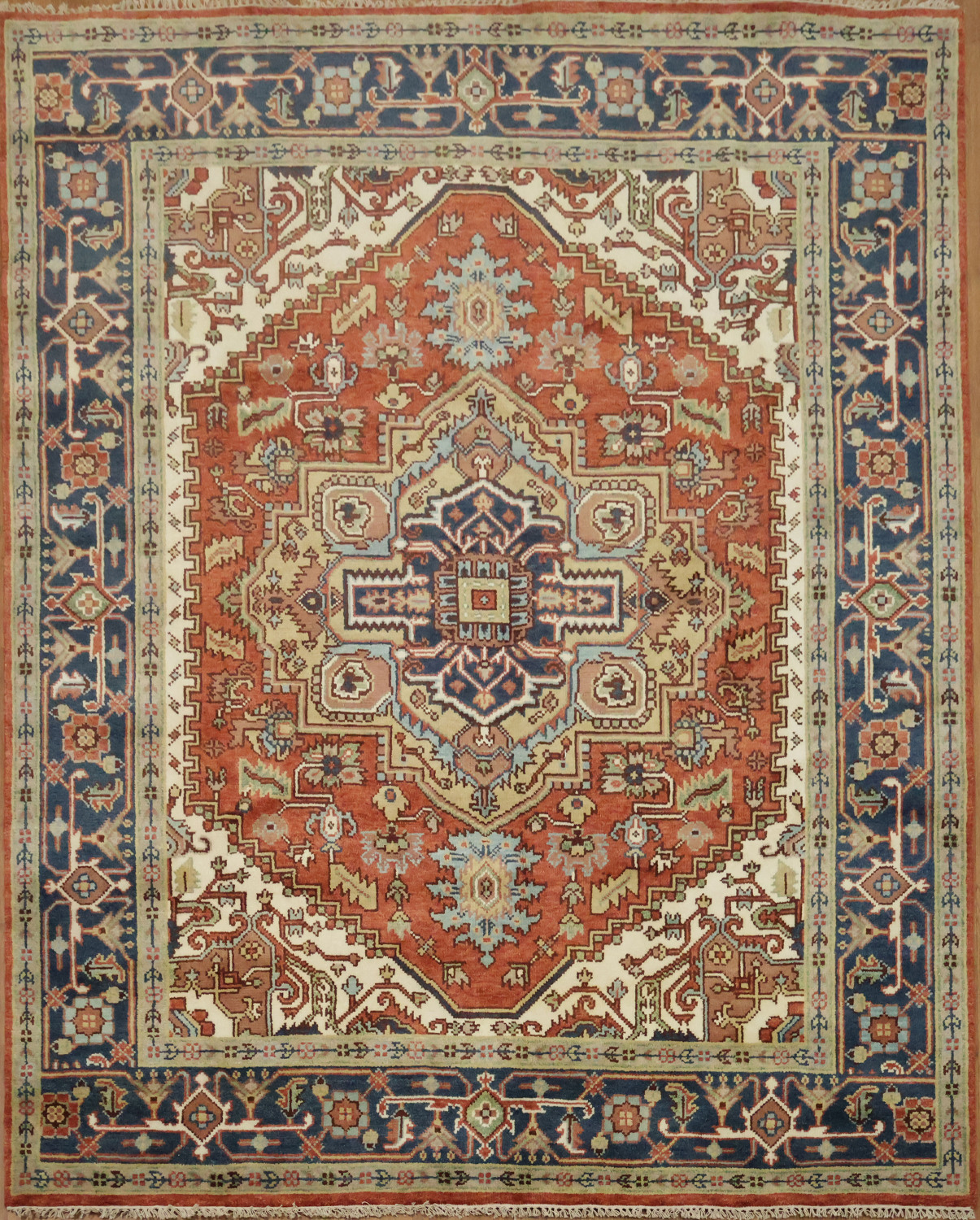 Traditional Red and Navy Heriz Serapi Oriental Area Rug 8x10