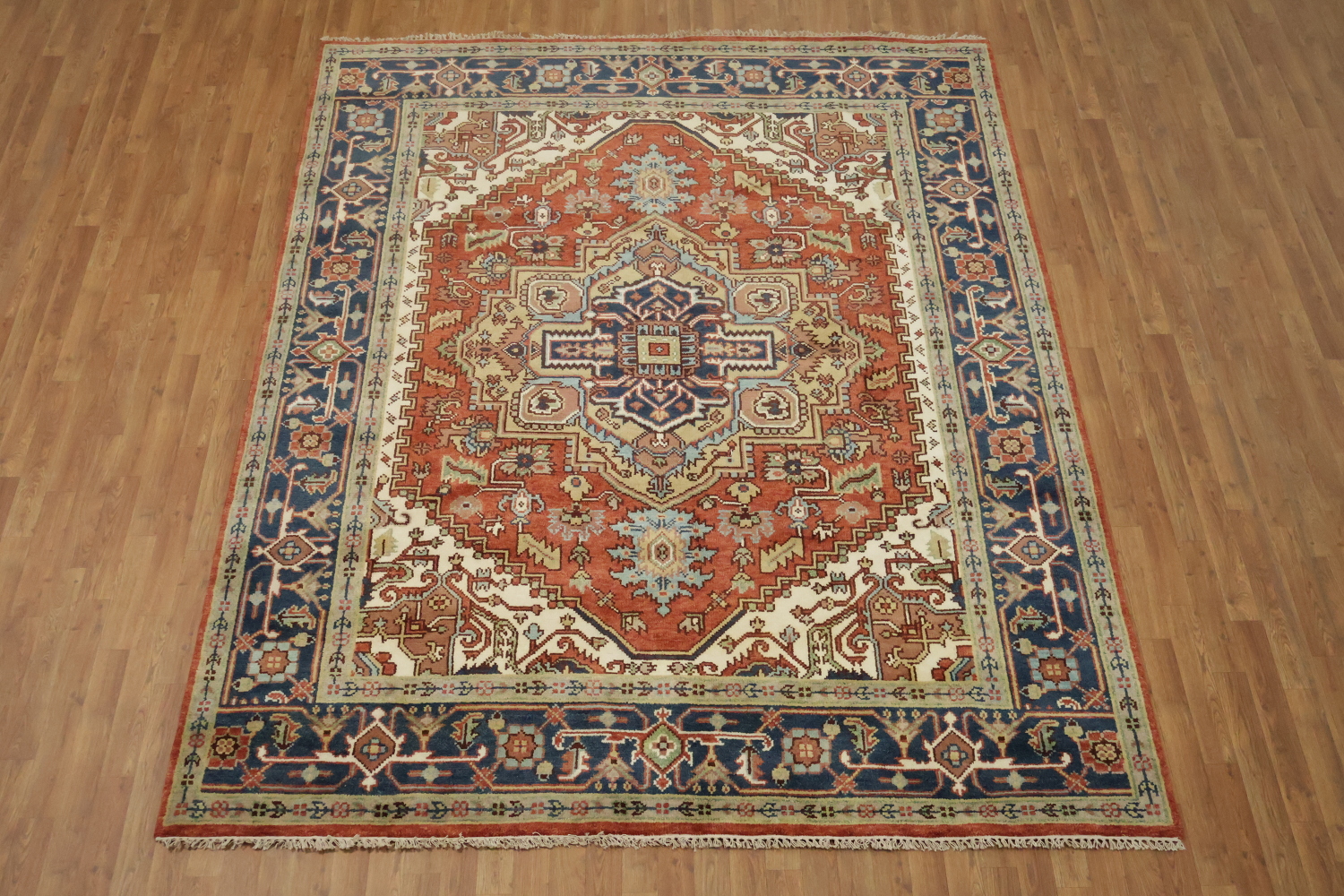Traditional Red and Navy Heriz Serapi Oriental Area Rug 8x10