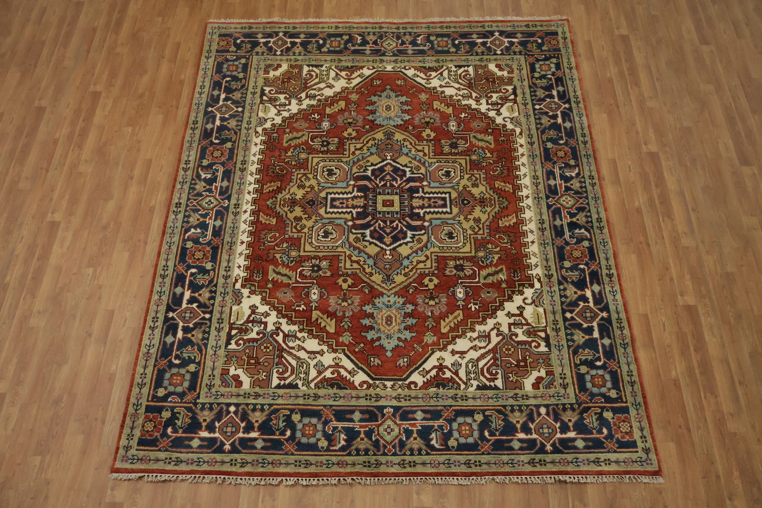 Traditional Red and Navy Heriz Serapi Oriental Area Rug 8x10