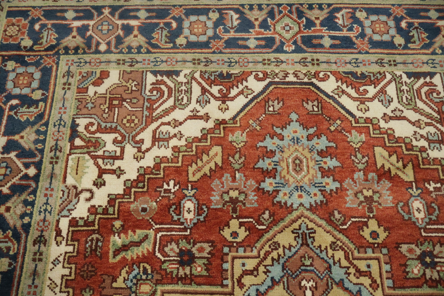 Traditional Red and Navy Heriz Serapi Oriental Area Rug 8x10