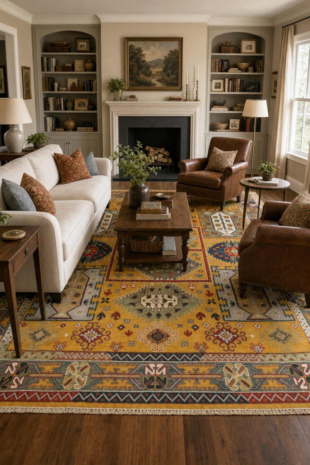 Bright and bold traditional-style Tribal Indian Area Rug 8x10 ft
