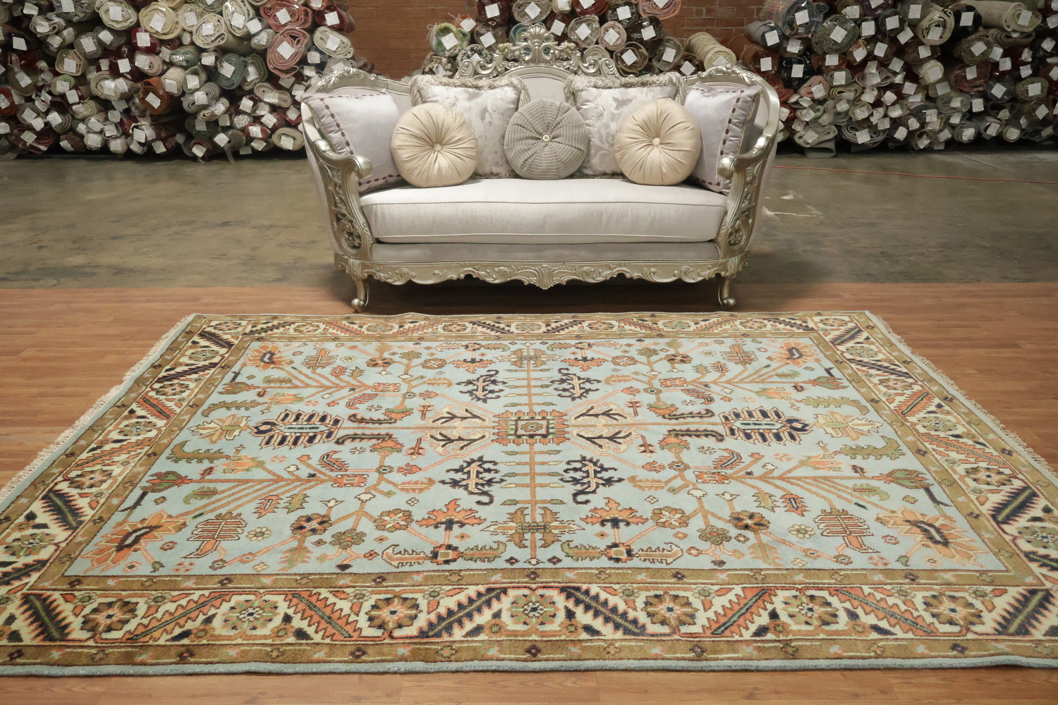 Luxurious Traditional Light Blue Ziegler Area Rug 8x10 ft