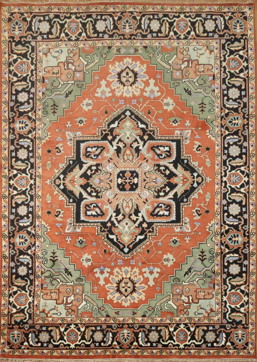 9'x12' Luxurious Rust and Green Oriental Rug with Elaborate Geometric
