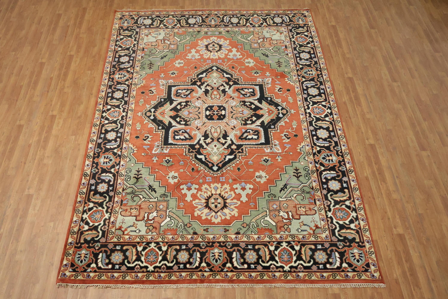 9'x12' Luxurious Rust and Green Oriental Rug with Elaborate Geometric