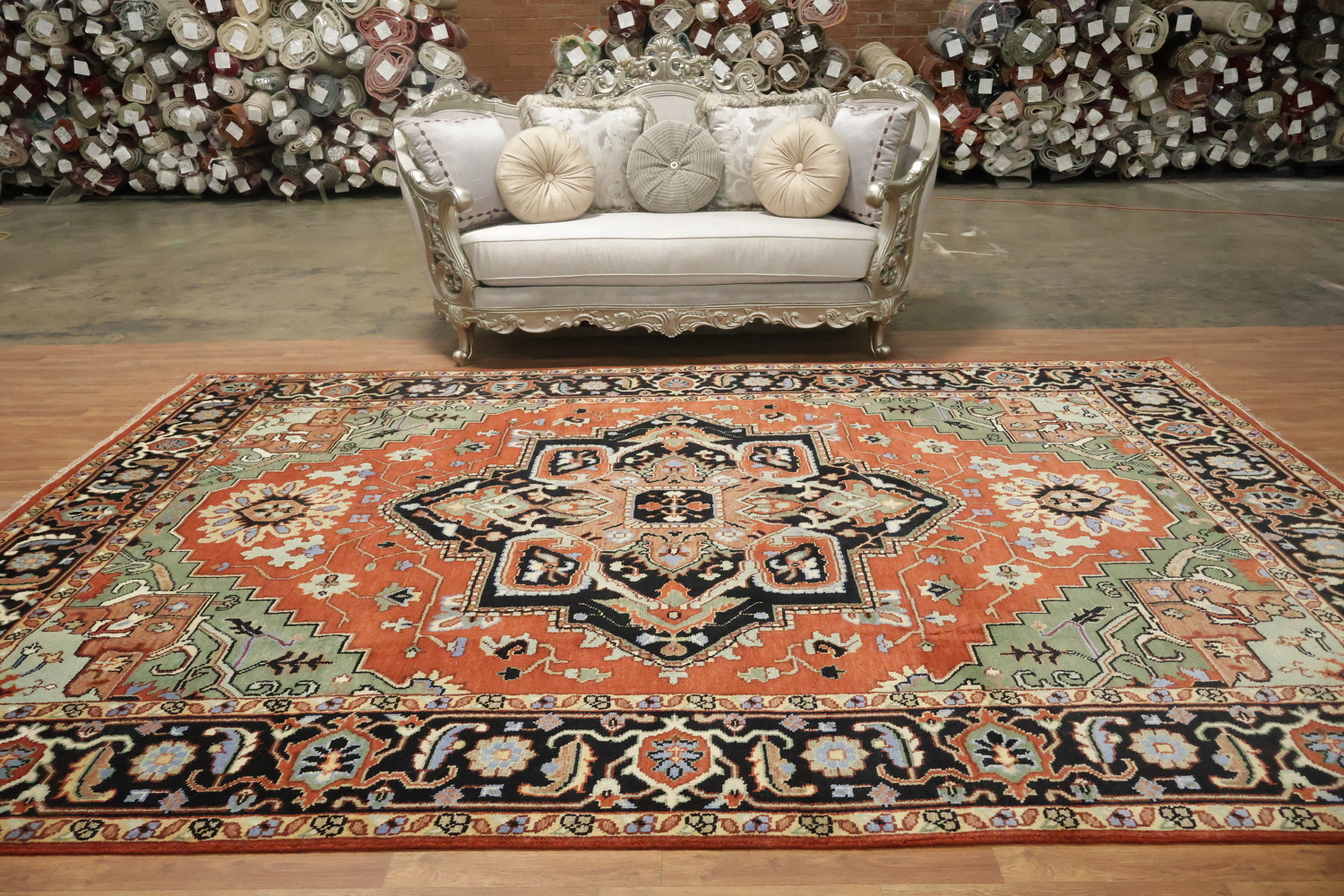 9'x12' Luxurious Rust and Green Oriental Rug with Elaborate Geometric