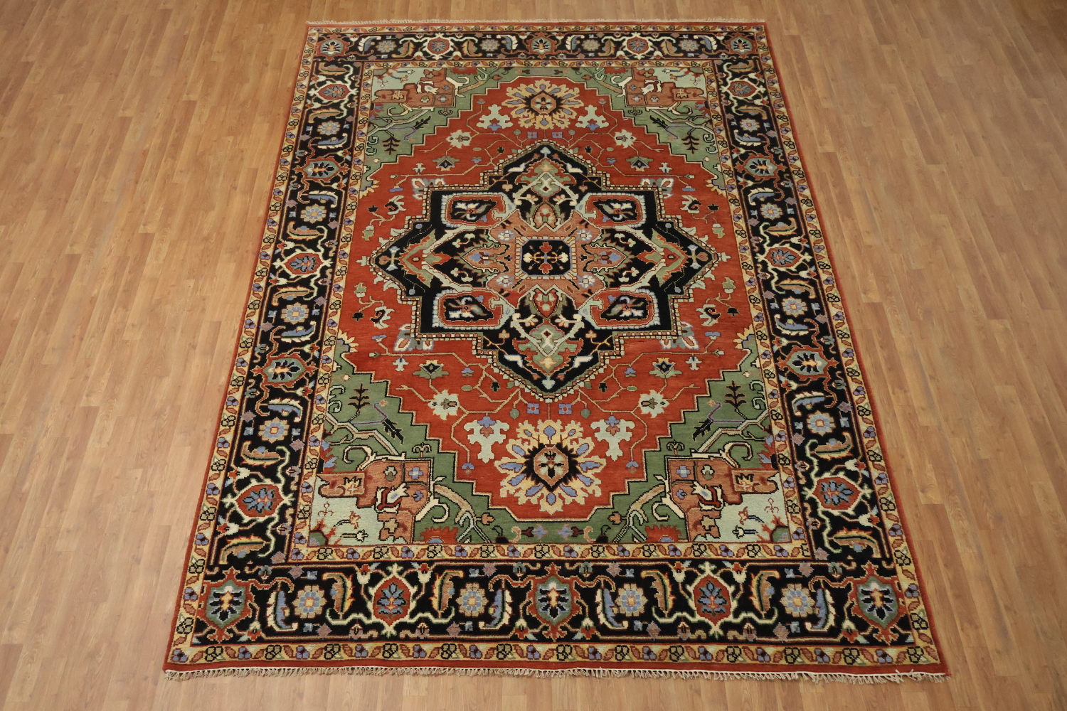 9'x12' Luxurious Rust and Green Oriental Rug with Elaborate Geometric