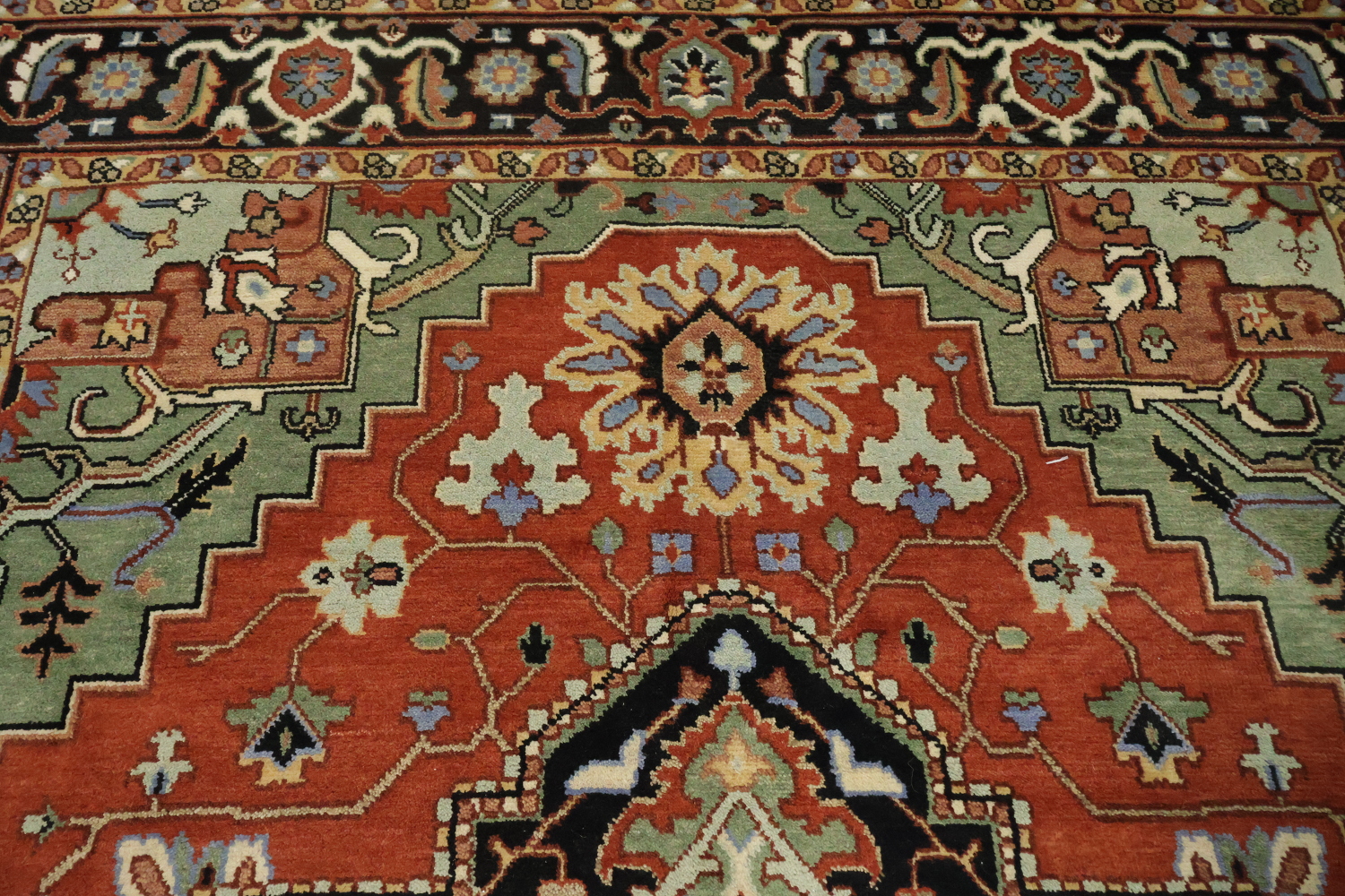 9'x12' Luxurious Rust and Green Oriental Rug with Elaborate Geometric