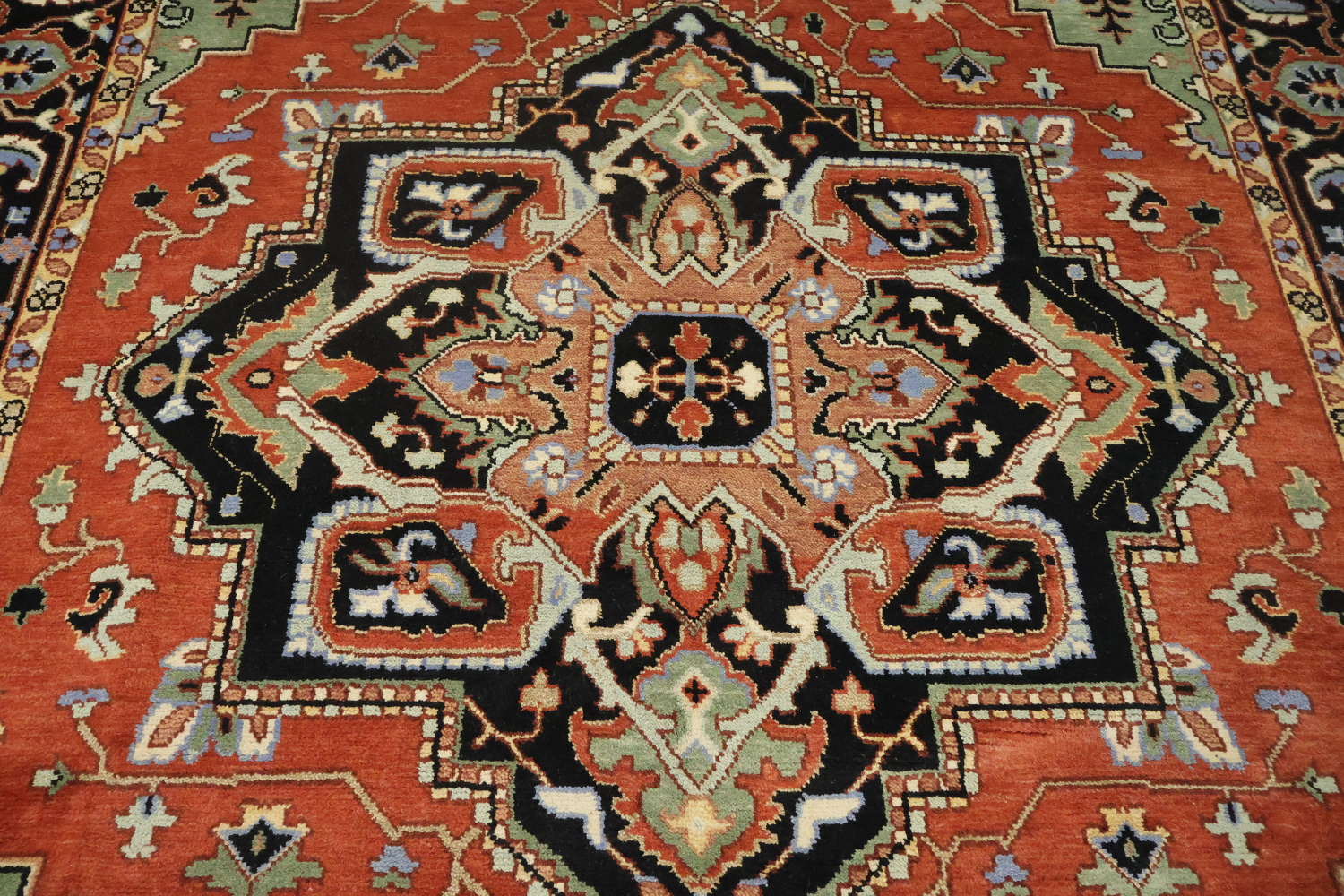 9'x12' Luxurious Rust and Green Oriental Rug with Elaborate Geometric