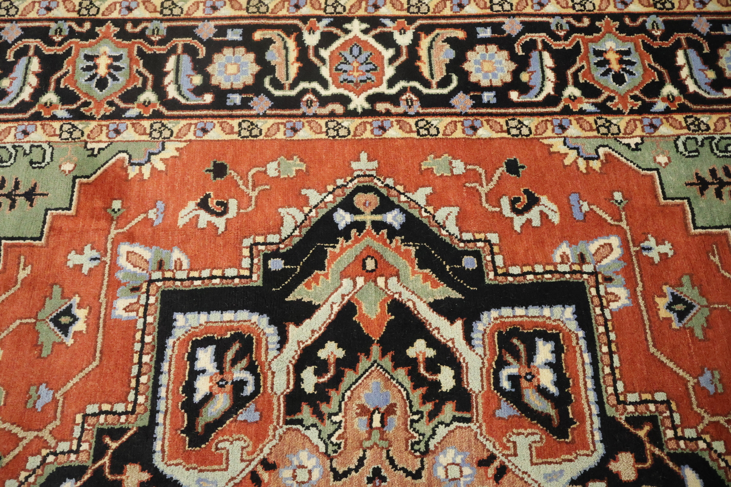 9'x12' Luxurious Rust and Green Oriental Rug with Elaborate Geometric