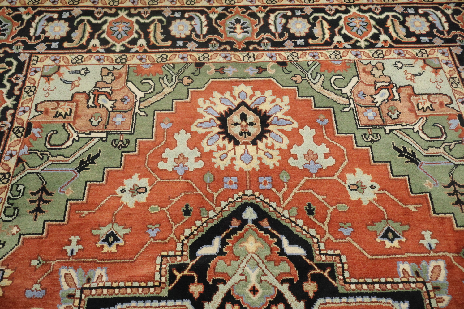 9'x12' Luxurious Rust and Green Oriental Rug with Elaborate Geometric