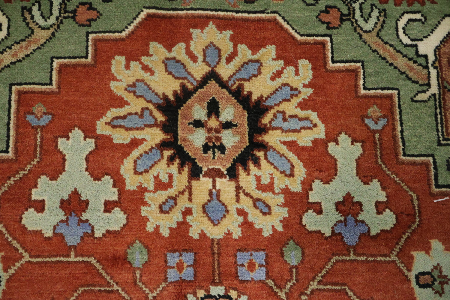 9'x12' Luxurious Rust and Green Oriental Rug with Elaborate Geometric