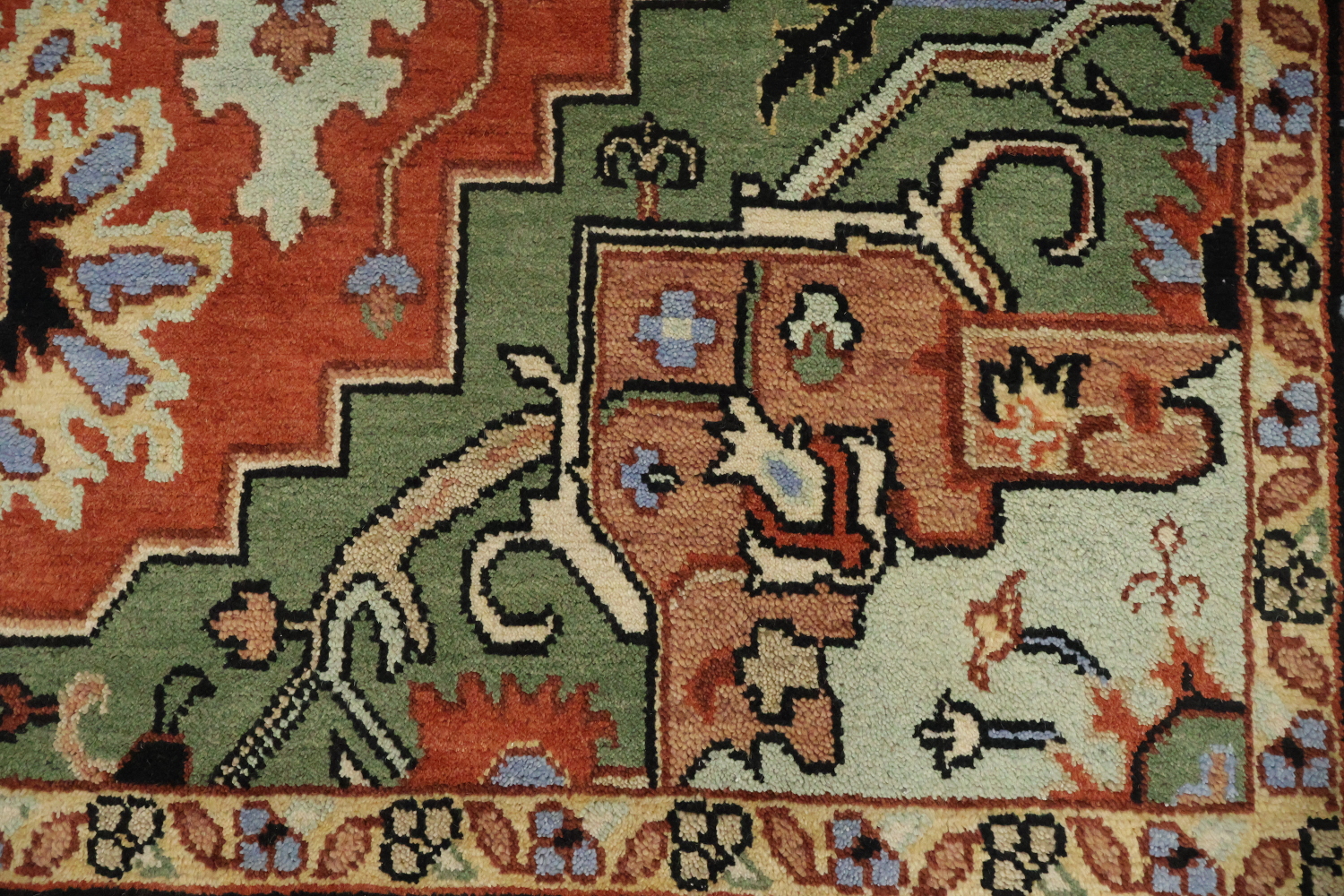 9'x12' Luxurious Rust and Green Oriental Rug with Elaborate Geometric