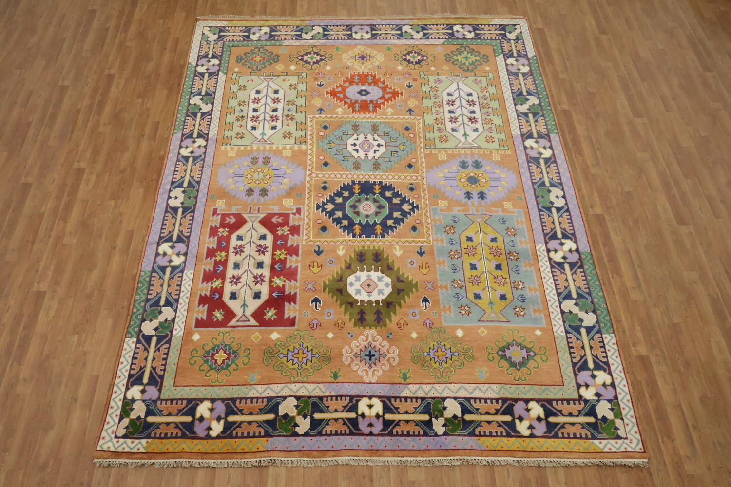 Eclectic Patchwork Style Rug in Warm Hues and Unique Motifs 9'x12'