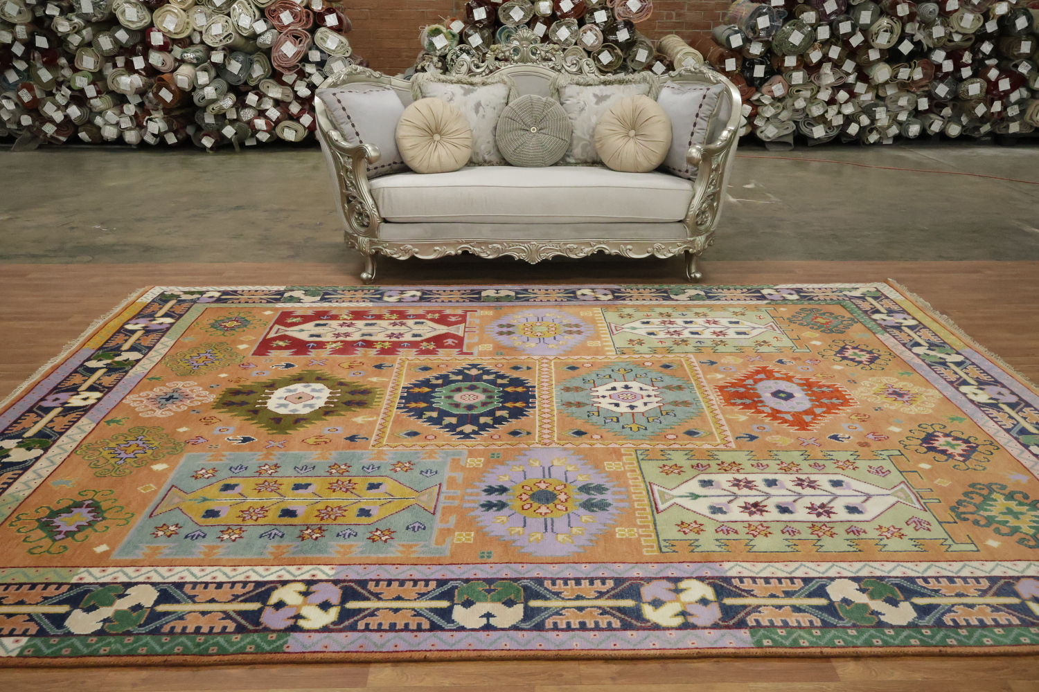 Eclectic Patchwork Style Rug in Warm Hues and Unique Motifs 9'x12'