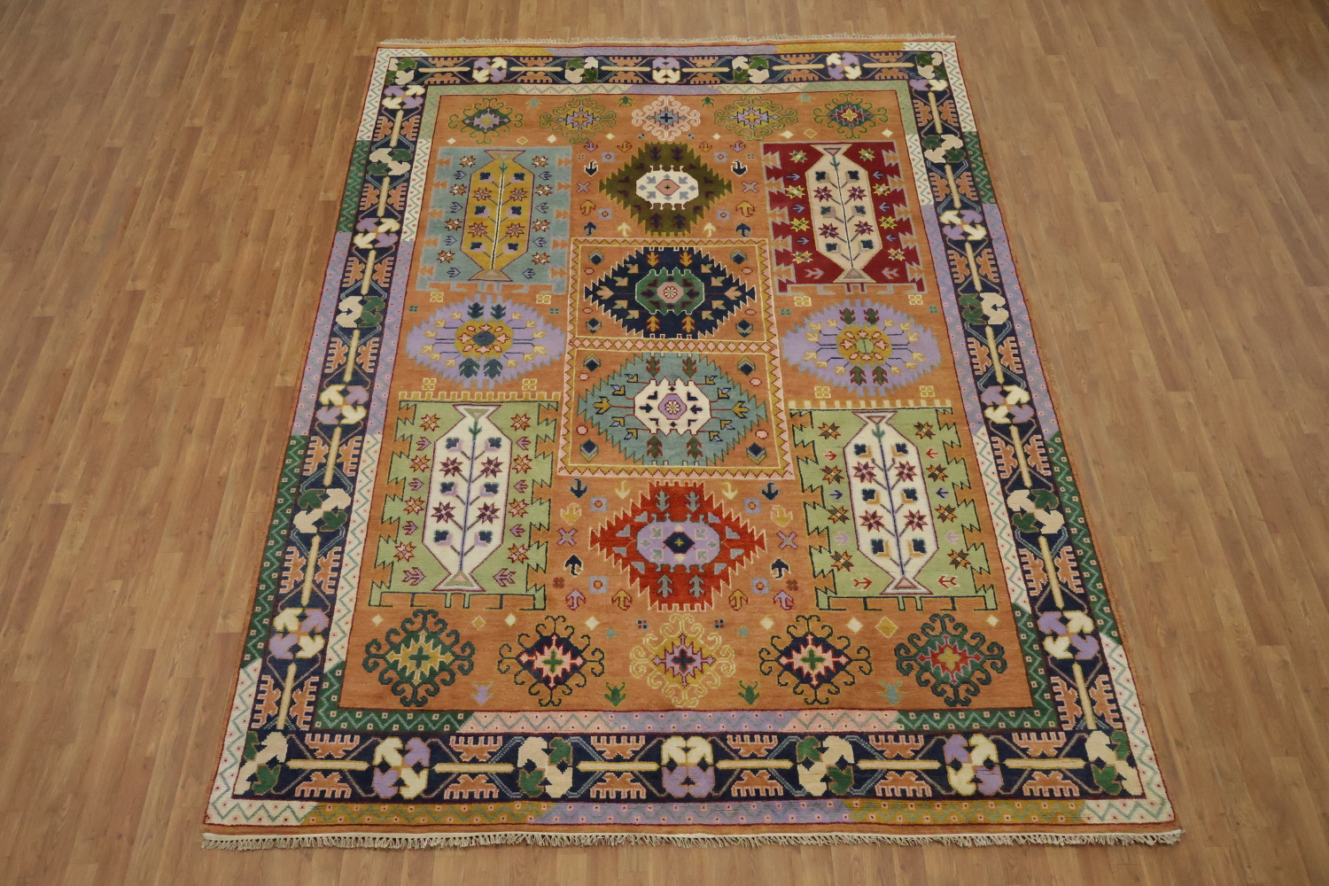 Eclectic Patchwork Style Rug in Warm Hues and Unique Motifs 9'x12'