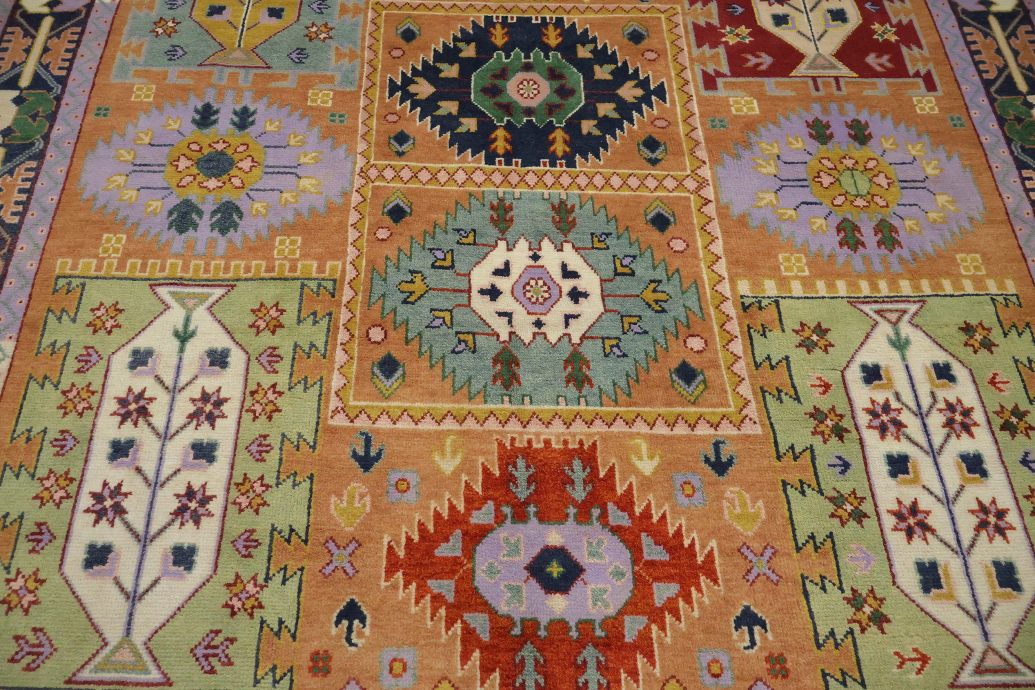 Eclectic Patchwork Style Rug in Warm Hues and Unique Motifs 9'x12'