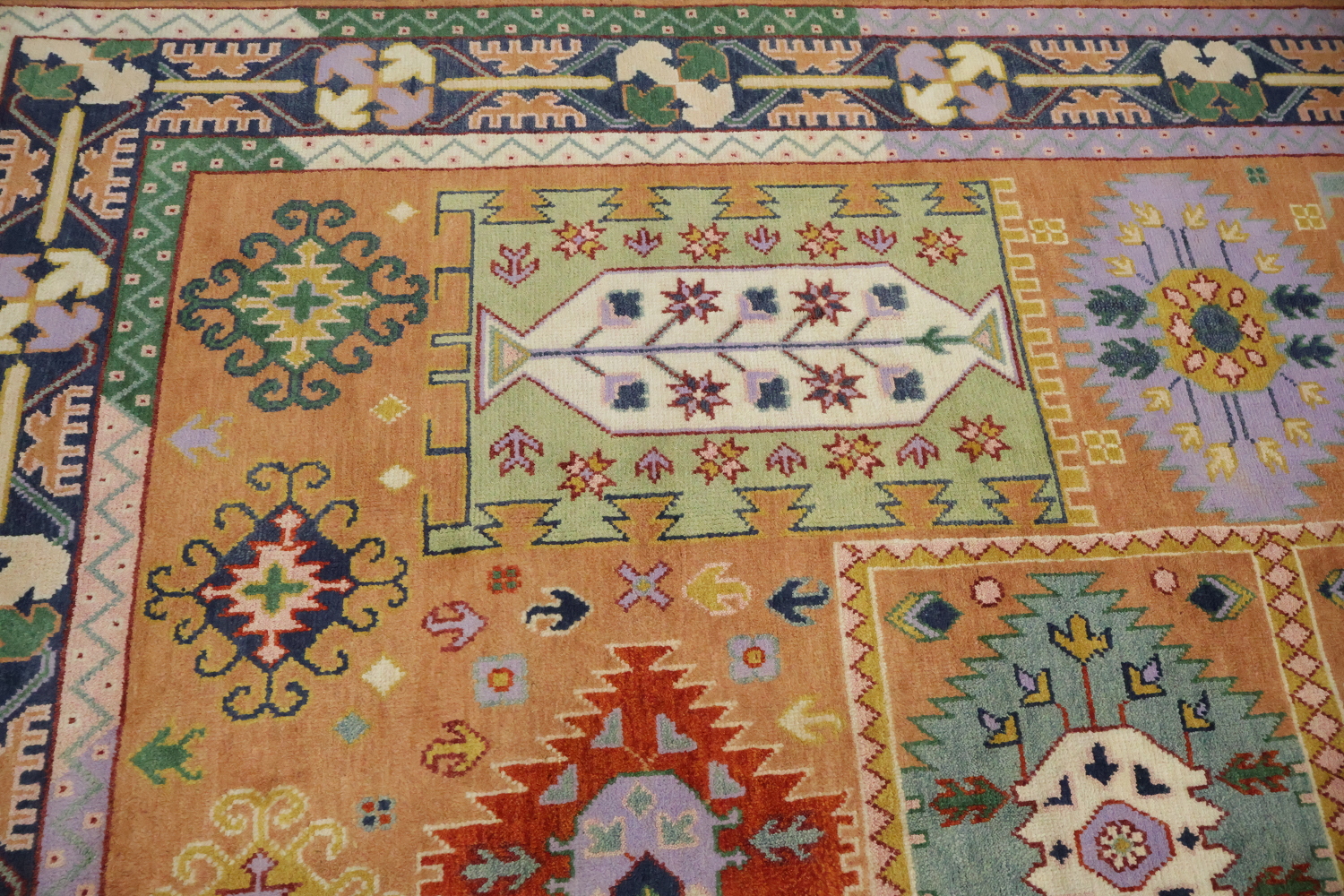 Eclectic Patchwork Style Rug in Warm Hues and Unique Motifs 9'x12'