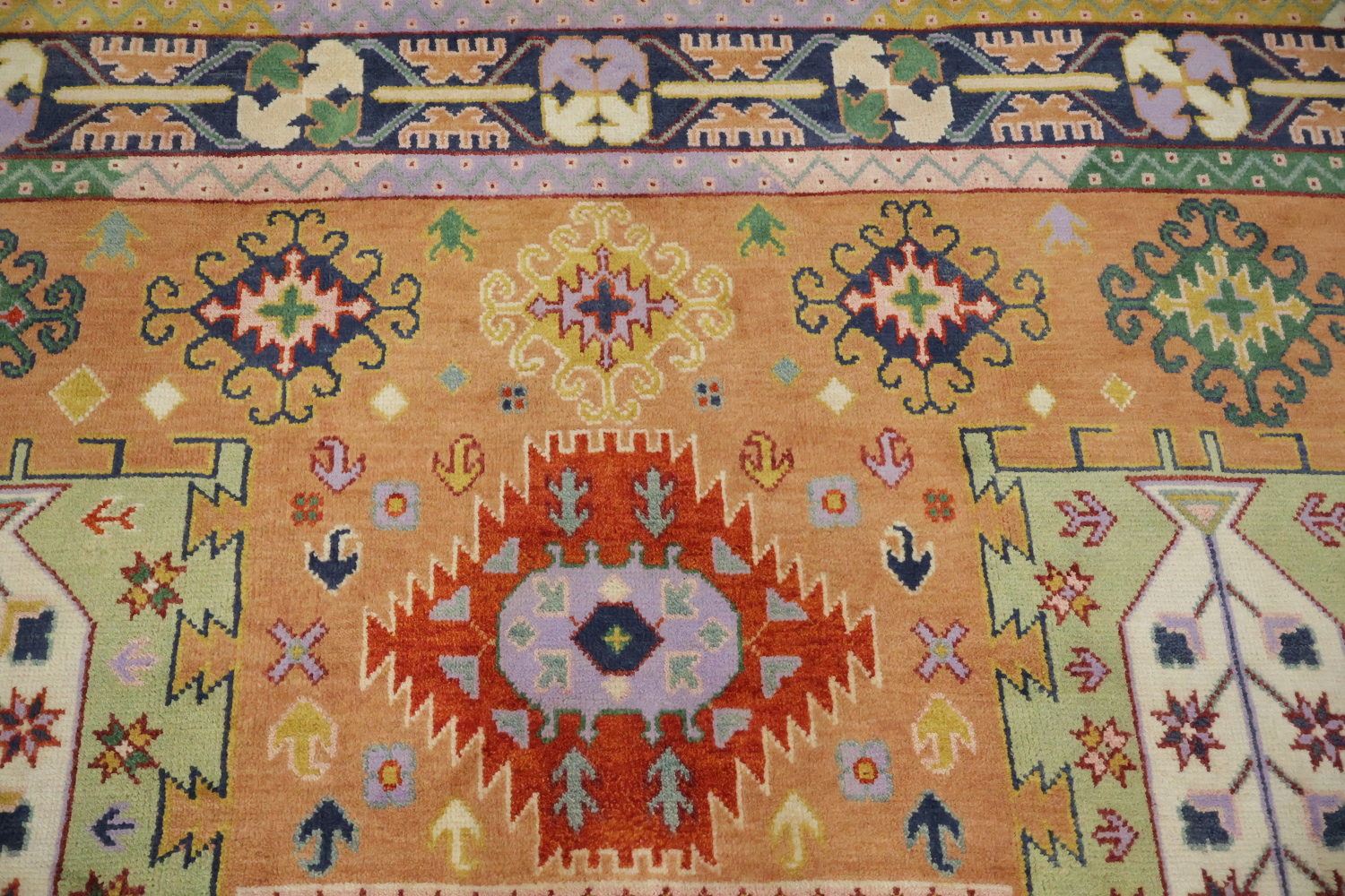 Eclectic Patchwork Style Rug in Warm Hues and Unique Motifs 9'x12'