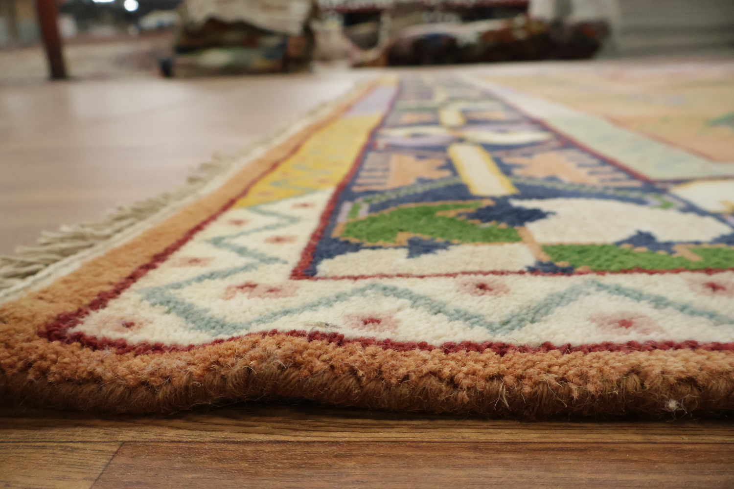 Eclectic Patchwork Style Rug in Warm Hues and Unique Motifs 9'x12'