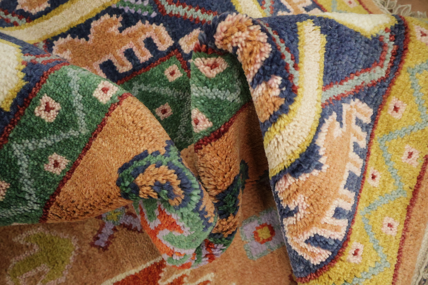 Eclectic Patchwork Style Rug in Warm Hues and Unique Motifs 9'x12'