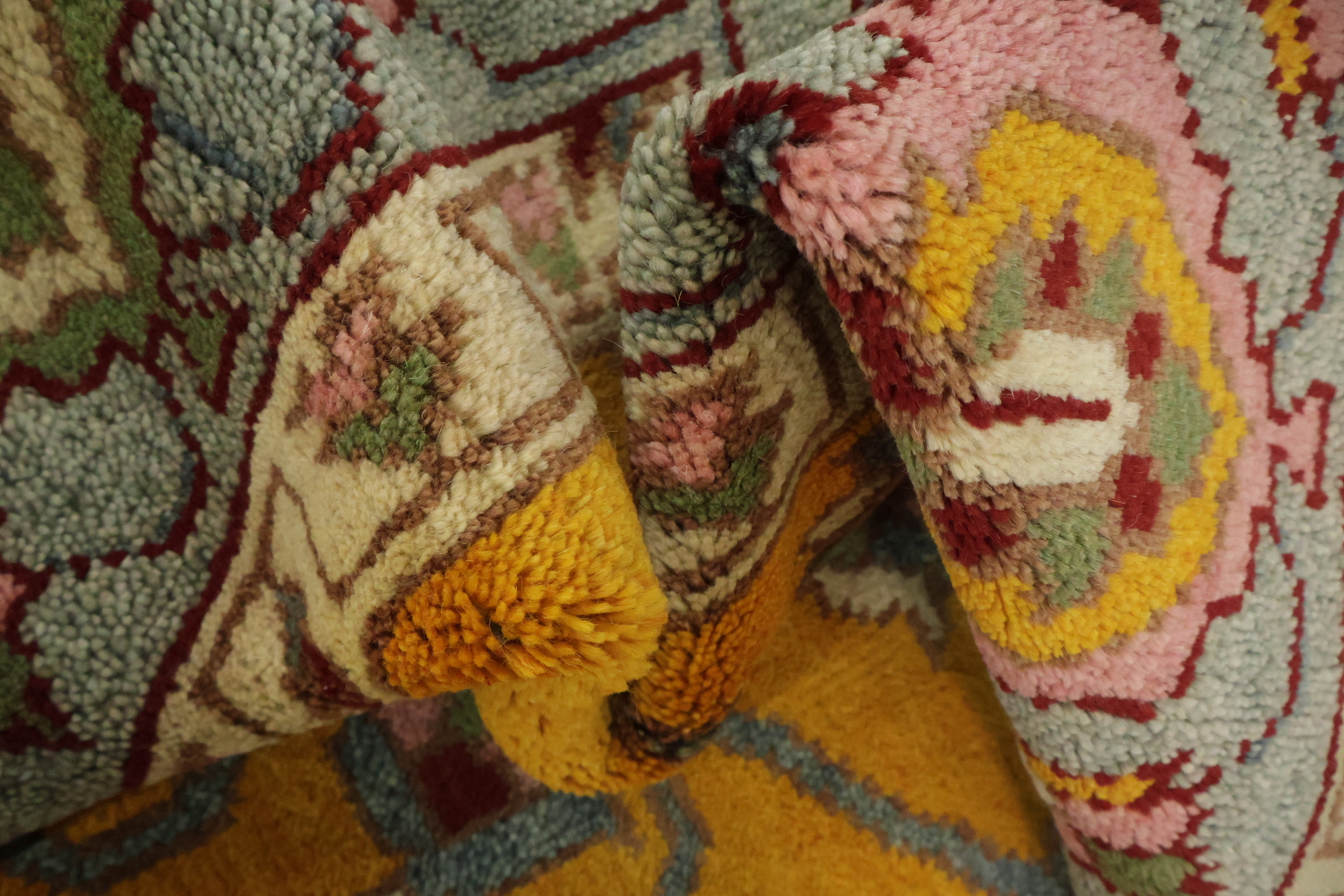 Rich Yellow Turkish-Style Rug Features Elegant Floral Patterns 9x12