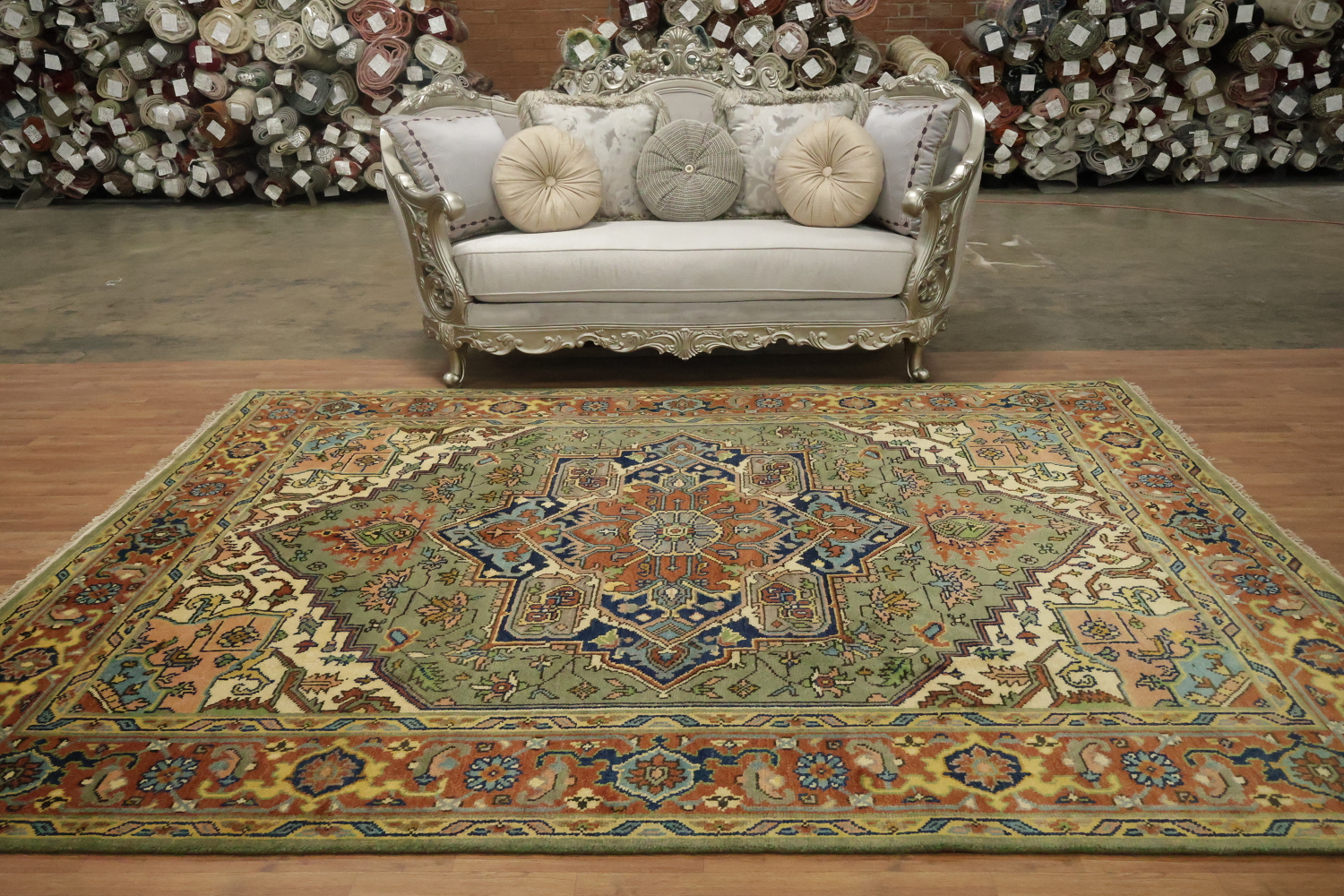 Traditional Green Heriz Serapi Oriental Area Rug 8x10 ft