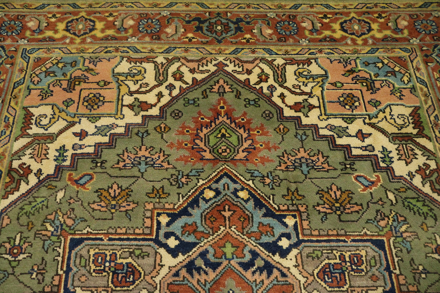 Traditional Green Heriz Serapi Oriental Area Rug 8x10 ft