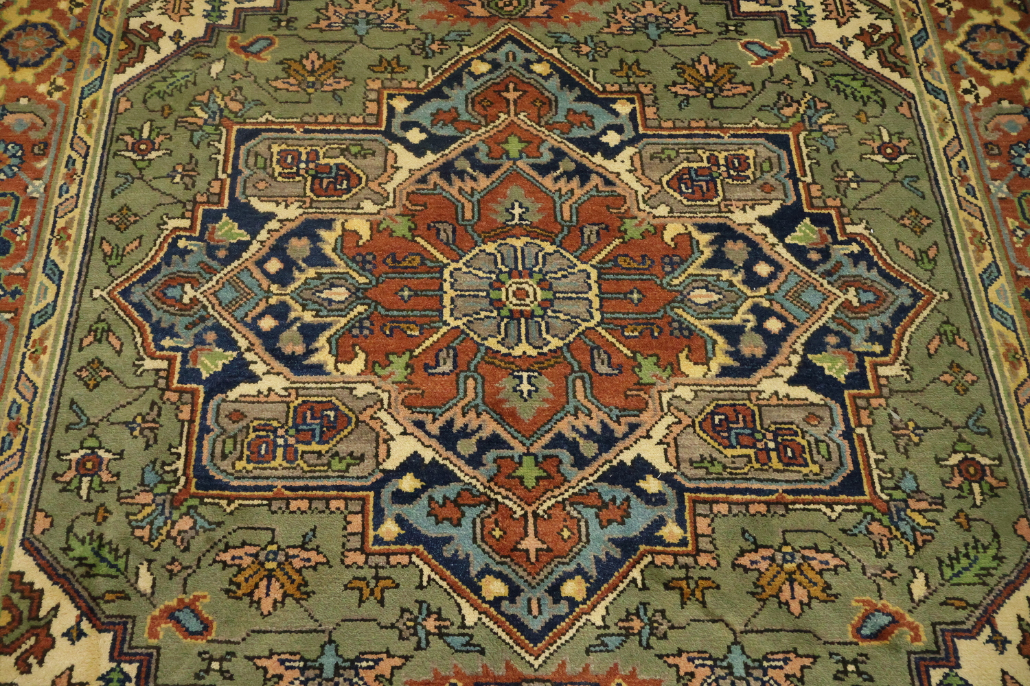 Traditional Green Heriz Serapi Oriental Area Rug 8x10 ft
