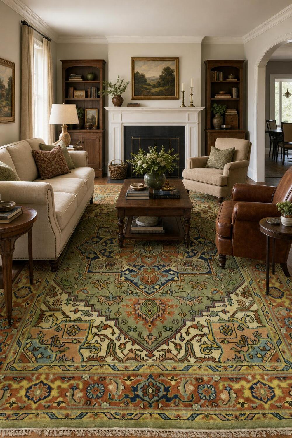 Traditional Green Heriz Serapi Oriental Area Rug 8x10 ft