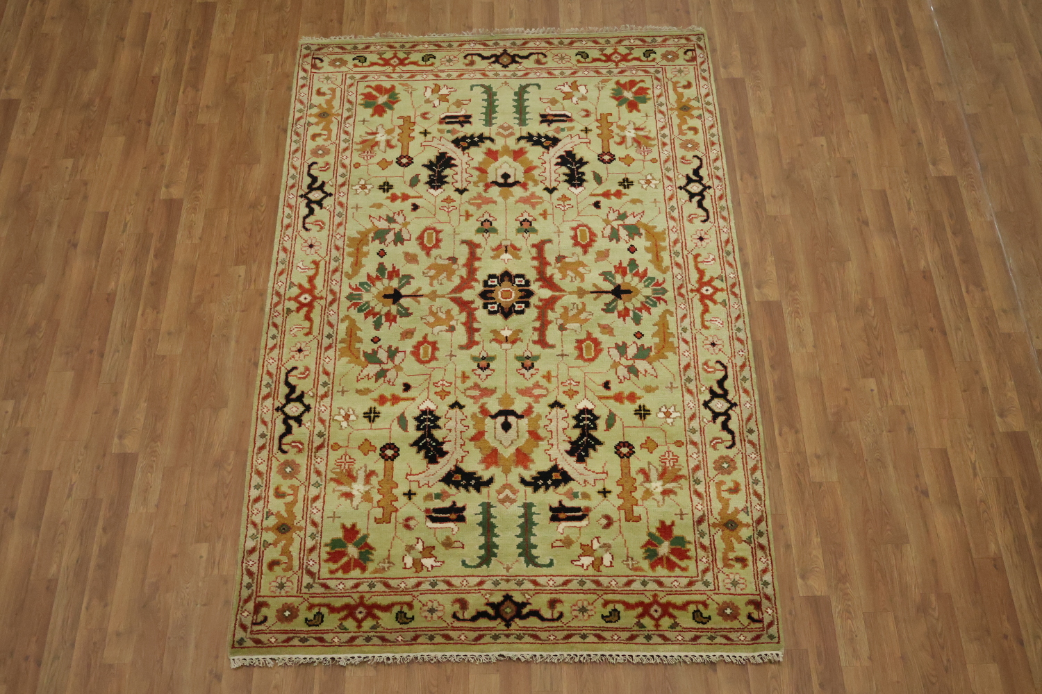 Green All-Over Ziegler Hand-Knotted Wool Area Rug 5'x8'