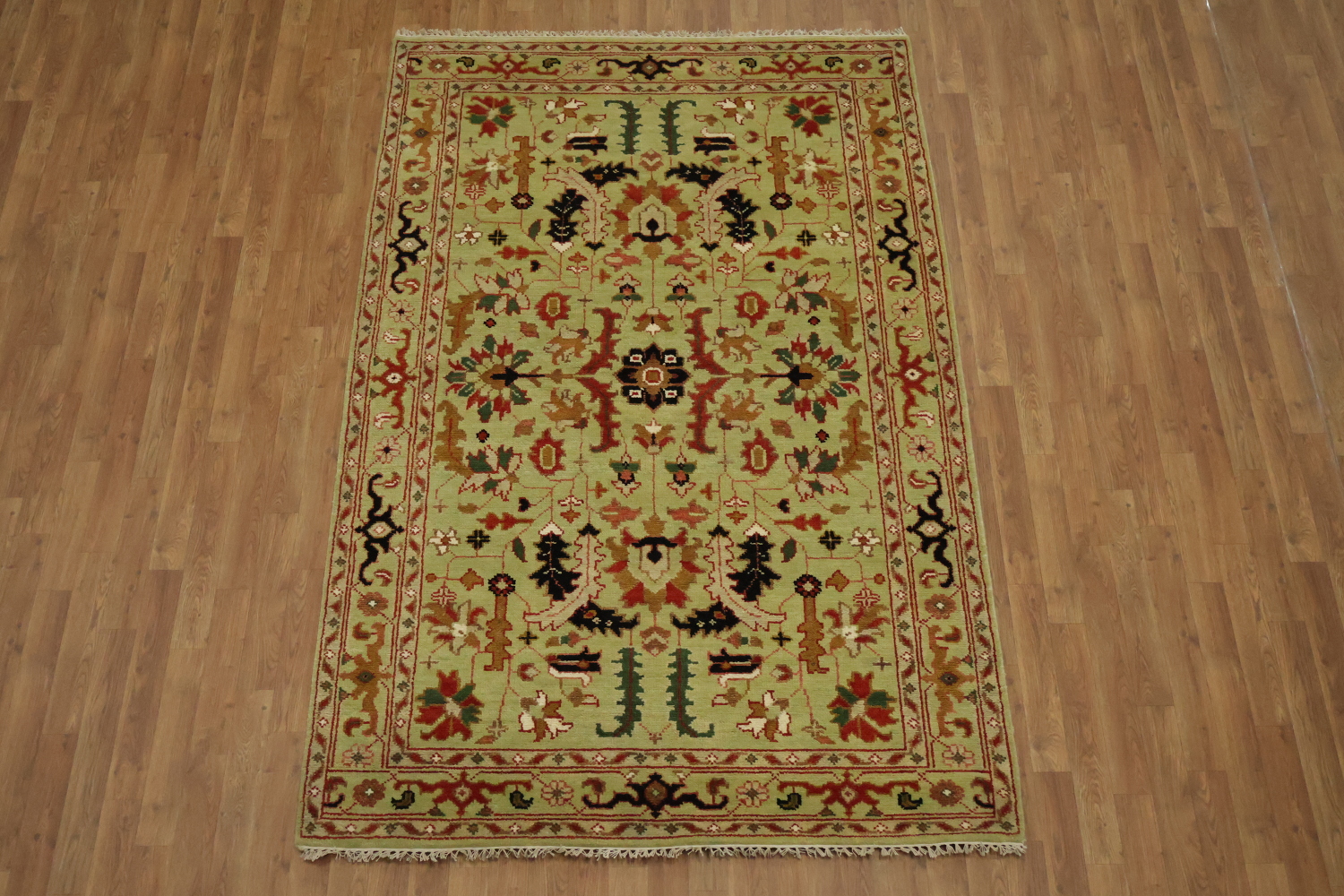 Green All-Over Ziegler Hand-Knotted Wool Area Rug 5'x8'