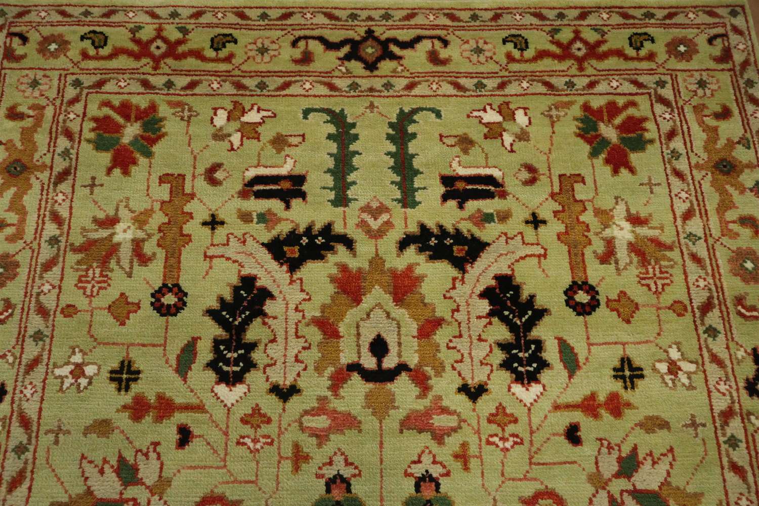 Green All-Over Ziegler Hand-Knotted Wool Area Rug 5'x8'