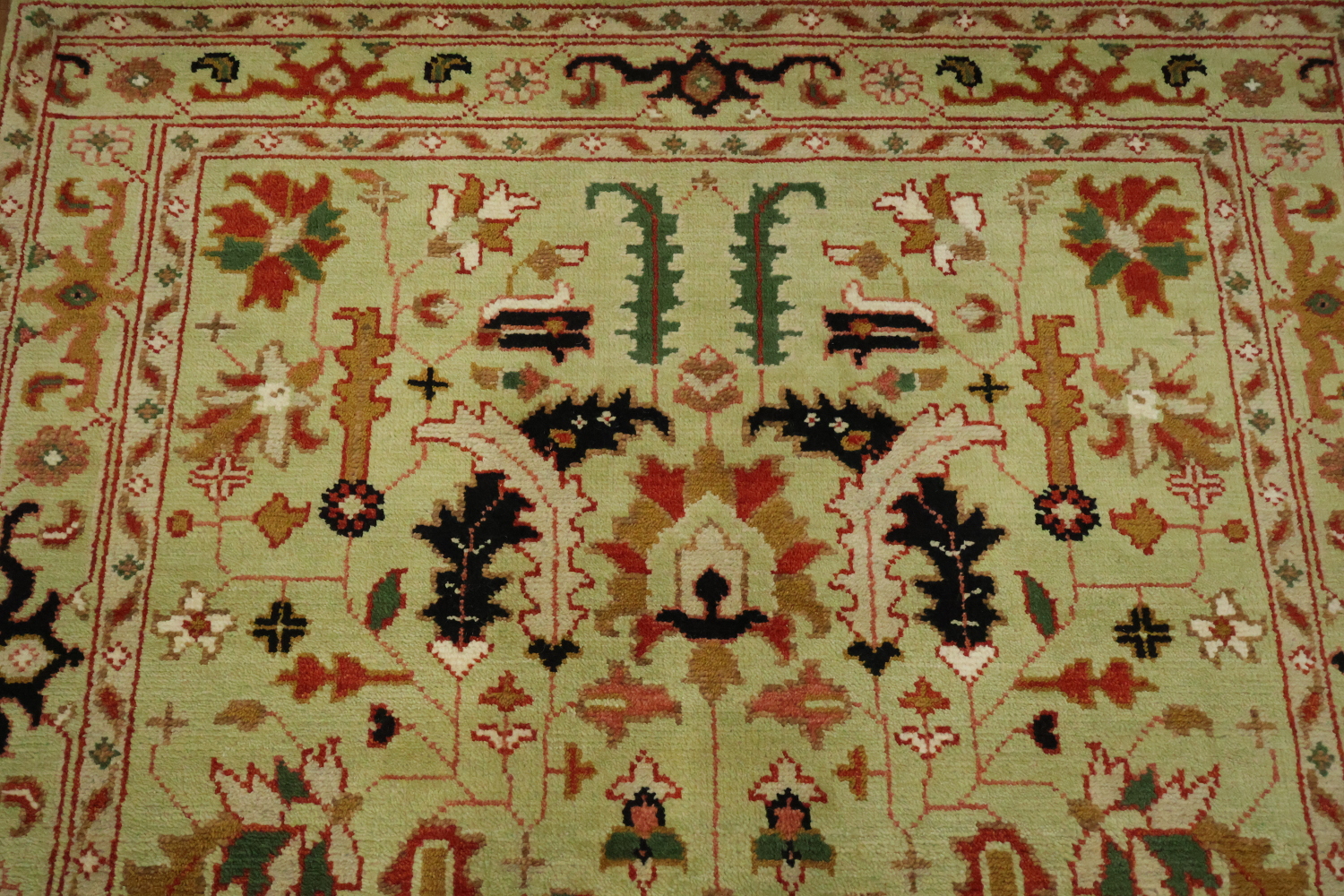 Green All-Over Ziegler Hand-Knotted Wool Area Rug 5'x8'